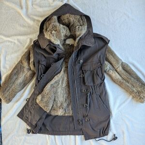 3.1 Phillip Lim Rabbit Fur Coat With Canvas Vest